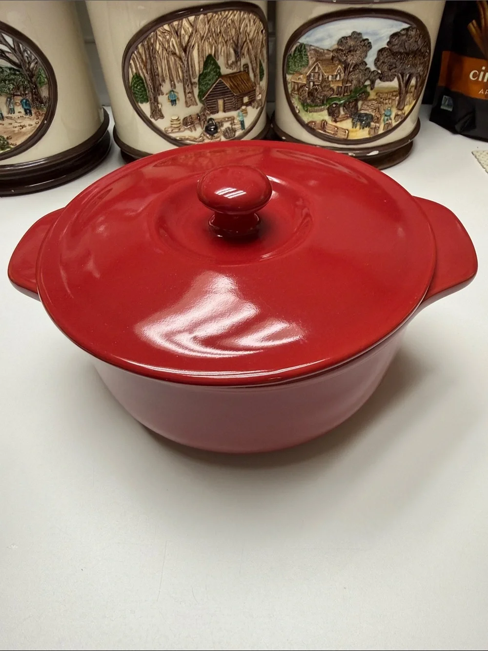 Chantel 8” Round Stoneware Dutch Oven - Oven to Table - 1.75 Quarts / 2 Liter